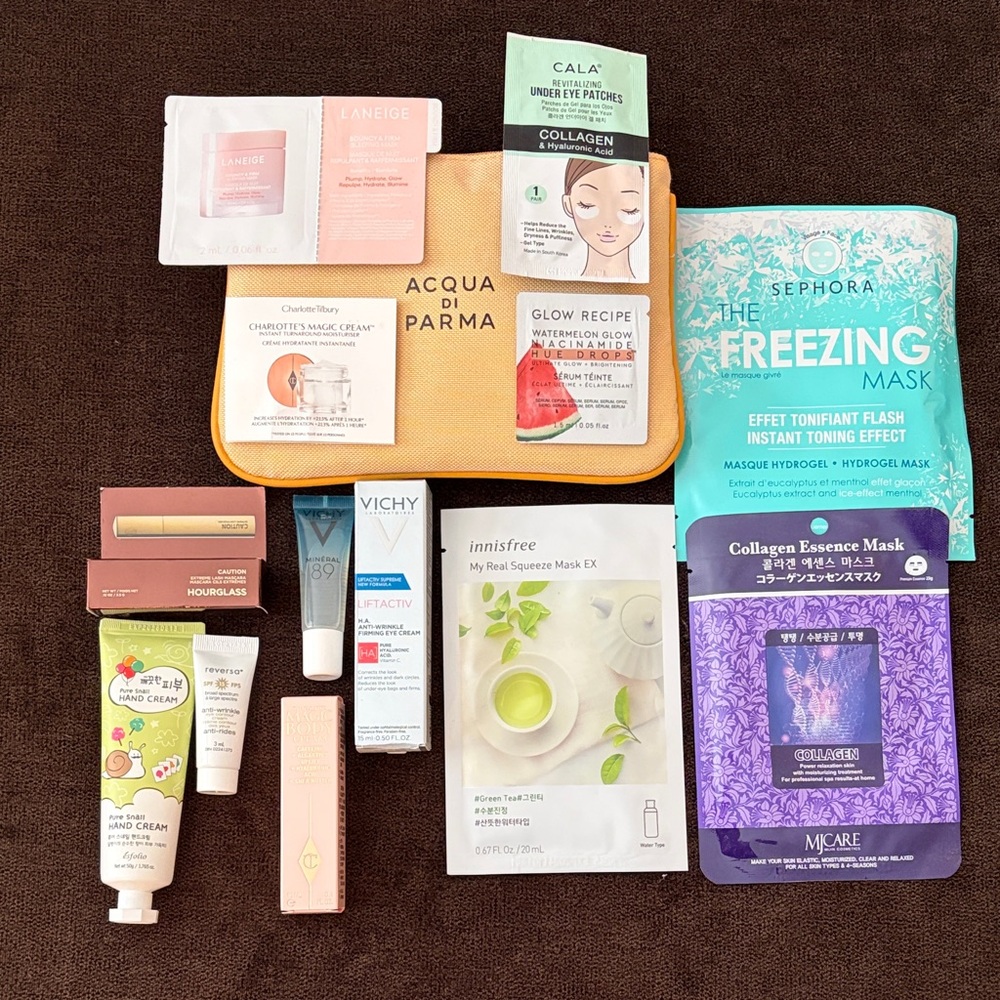 Acqua Di Parma Yellow Cosmetic Pouch with Assorted Skincare Sachets and Masks
